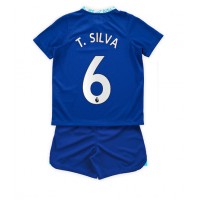 Chelsea Thiago Silva #6 Hjemmebanesæt Børn 2022-23 Kortærmet (+ Korte bukser)